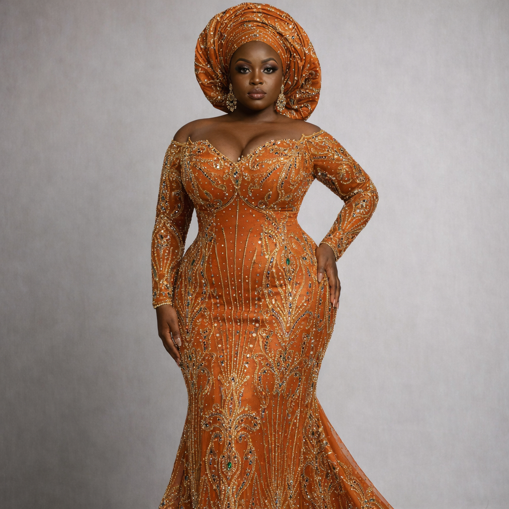 Heavy Embroidered Beaded Net Lace Fabric with Leaf Motifs